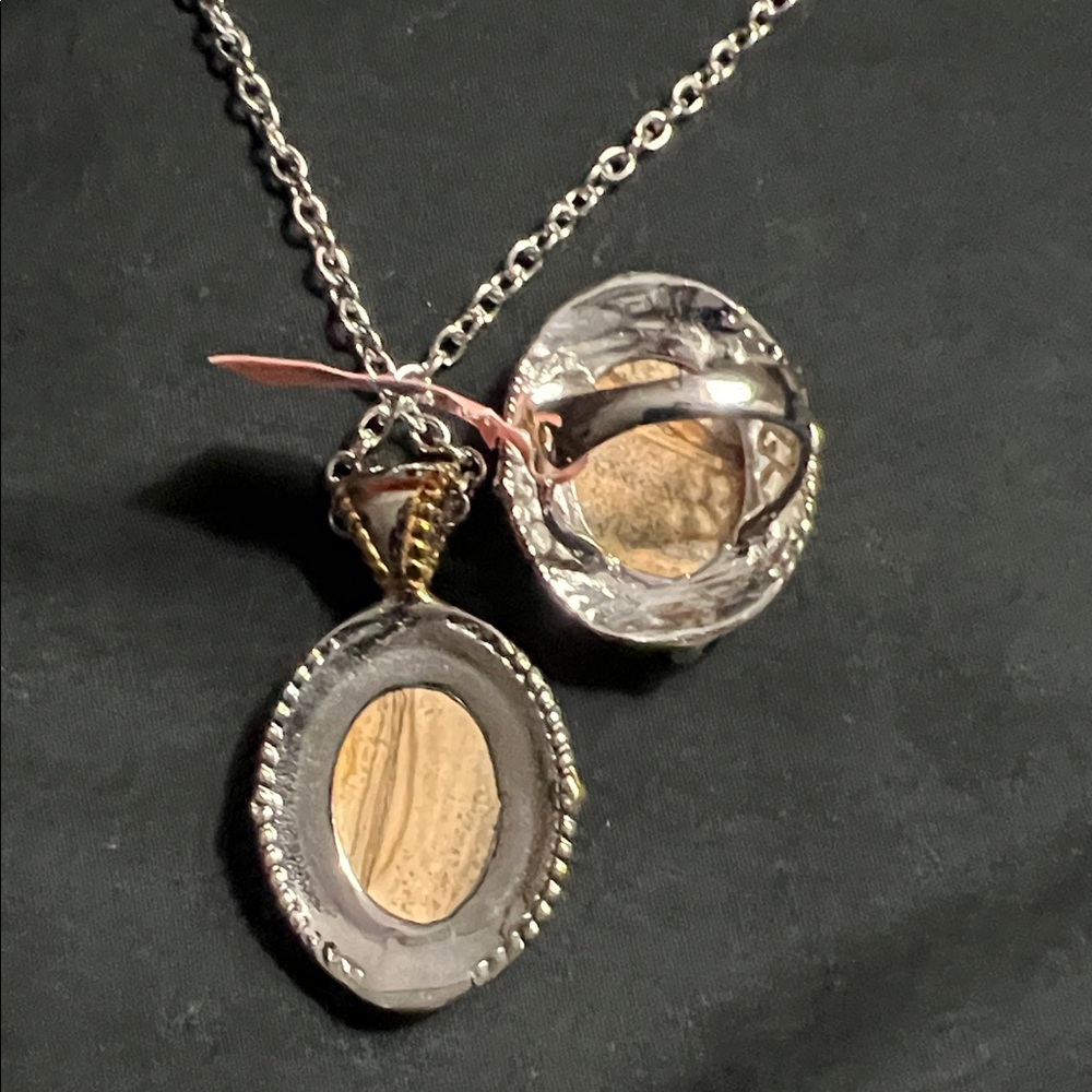 🪶 Jasper & Stainless Steel Jewelry Set – Necklace + Ring (Size 10), Synthetic - Picture 12 of 14